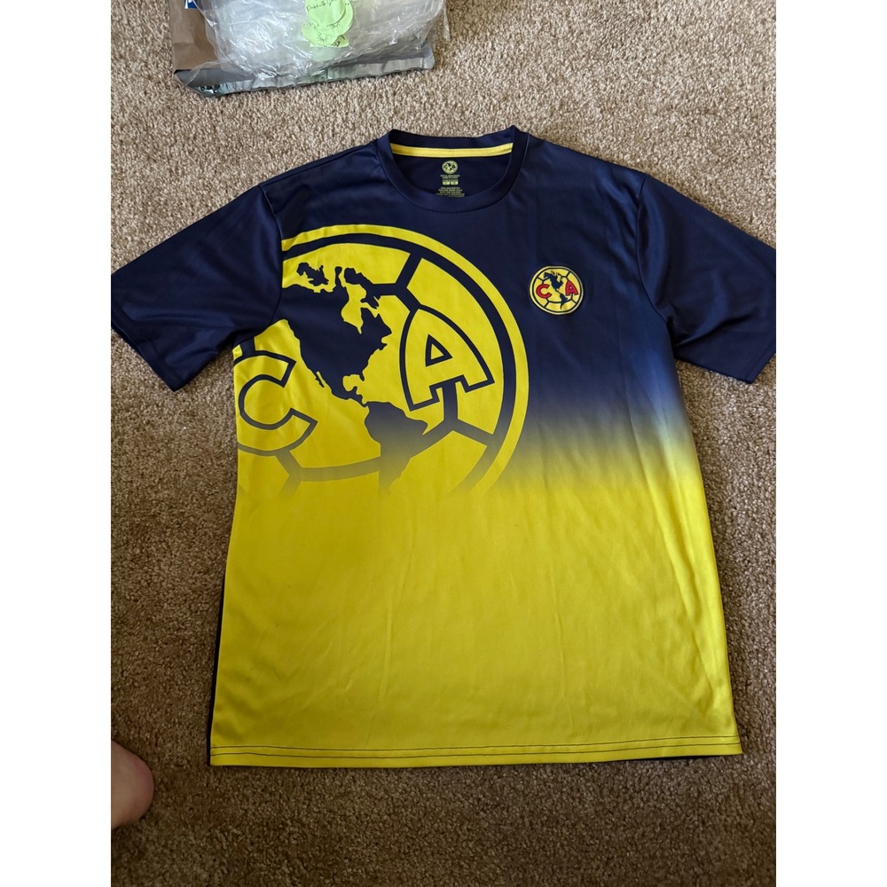 Club América Águilas Soccer Jersey Shirt Navy Yellow Men's Large